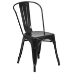 Flash Furniture Commercial Grade 31.5" x 63" Rectangular Black Metal Indoor-Outdoor Table Set with 4 Stack Chairs