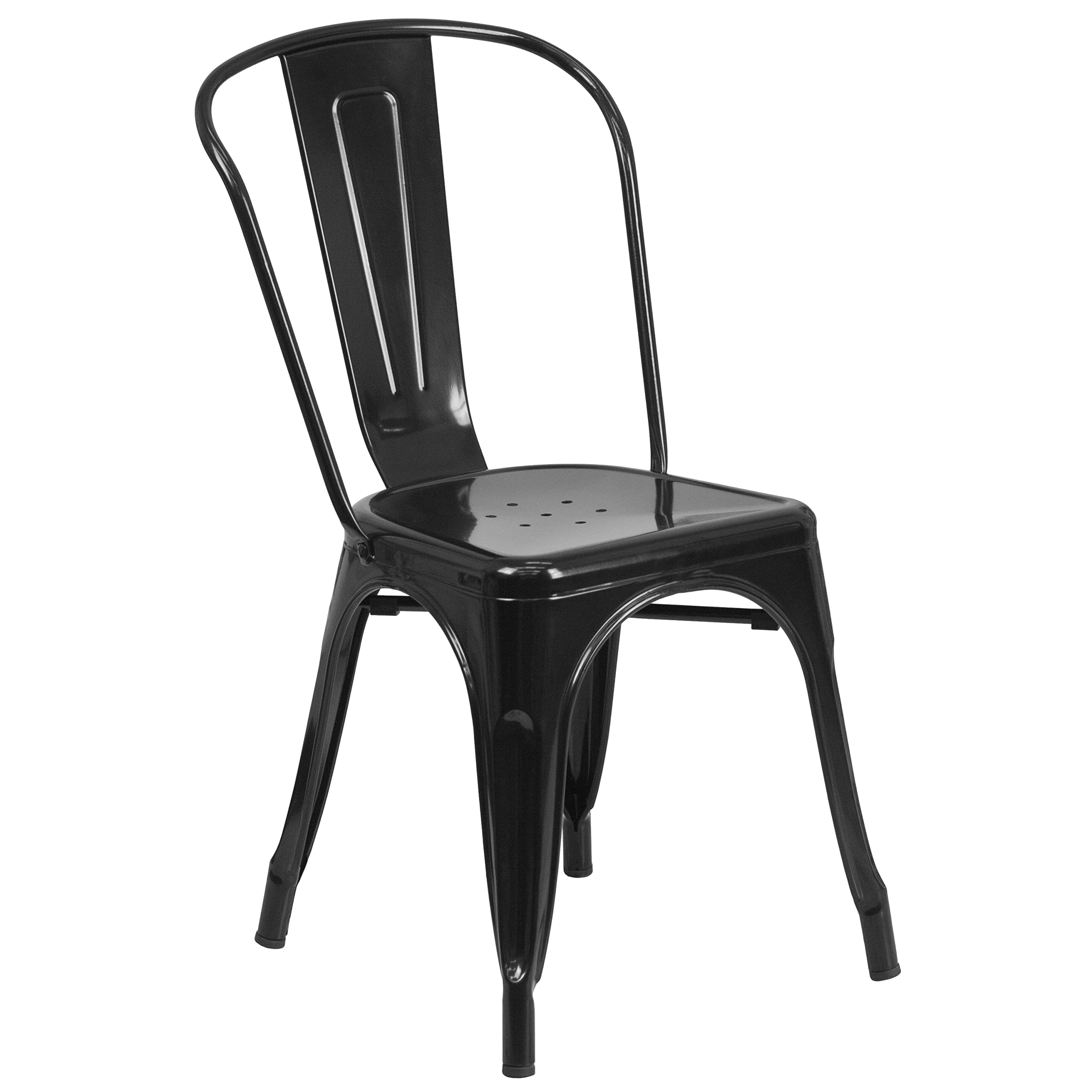 Flash Furniture Commercial Grade 31.5" x 63" Rectangular Black Metal Indoor-Outdoor Table Set with 4 Stack Chairs