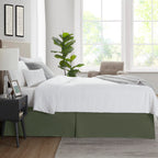 Nestl Olive Green Full Xl Bed Skirt - Full Xl Size Bed Skirt 14 Inch Drop - Brushed Microfiber Bed Skirts - Hotel Quality Pleated Bed Skirt - Shrinkage & Fade Resistant