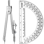 Zonon Student Protractor And Compass Set, Student Geometry Math Set, Compass For Geometry And 180 Degree 6 Inch Protractor For D