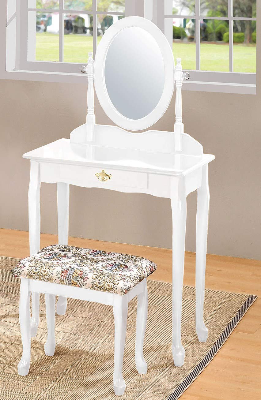 HomeRoots Furniture Queen Anne Vanity Set, White (285495)