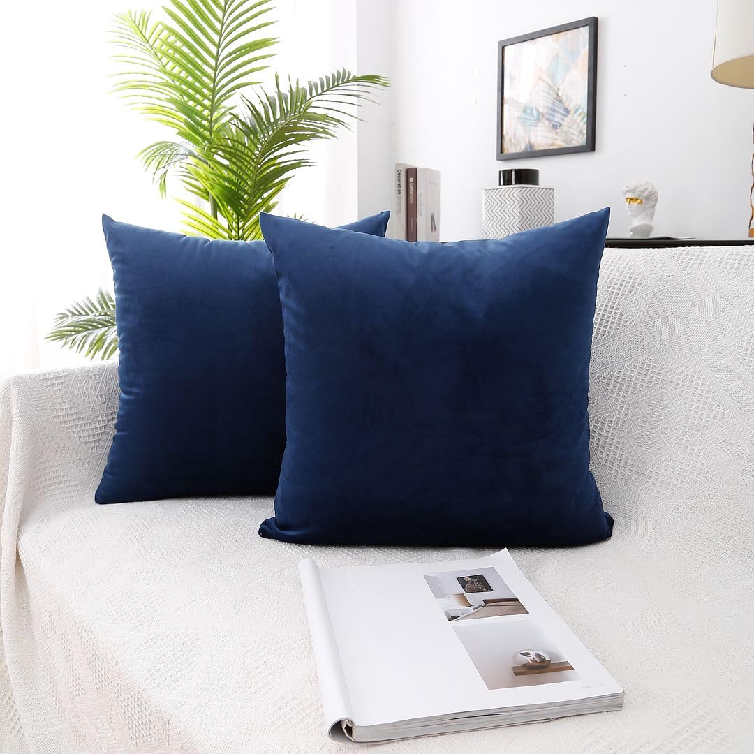 Moonrest - Pack Of 2, Velvet Decorative Pillow Cover Set, Cozy Soft With Hidden Zipper Solid Color For Sofa Bedroom Car Couch Th