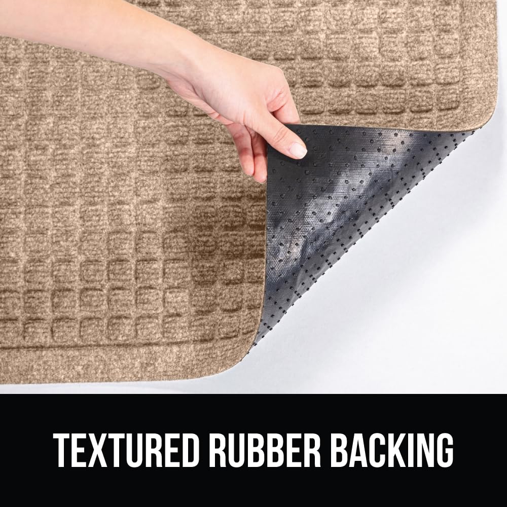 Gorilla Grip Ultra Absorbent Moisture Guard Doormat, Absorbs Up To 2.75 Cups Of Water, Stain And Fade Resistant, Spiked Rubber Backing, All Weather Mats Capture Dirt, Indoor Outdoor, 72X24, Beige