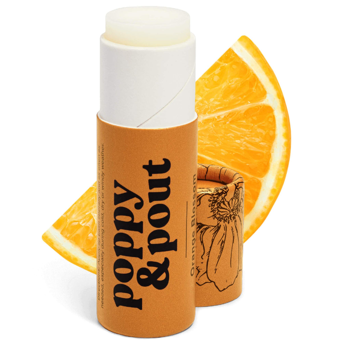 Poppy  Pout 100 Natural Lip Balm, 03Oz Cardboard Tube, Hand-Filled - Beeswax, Vitamin E, Organic Coconut Oil, Cruelty Free (Oran