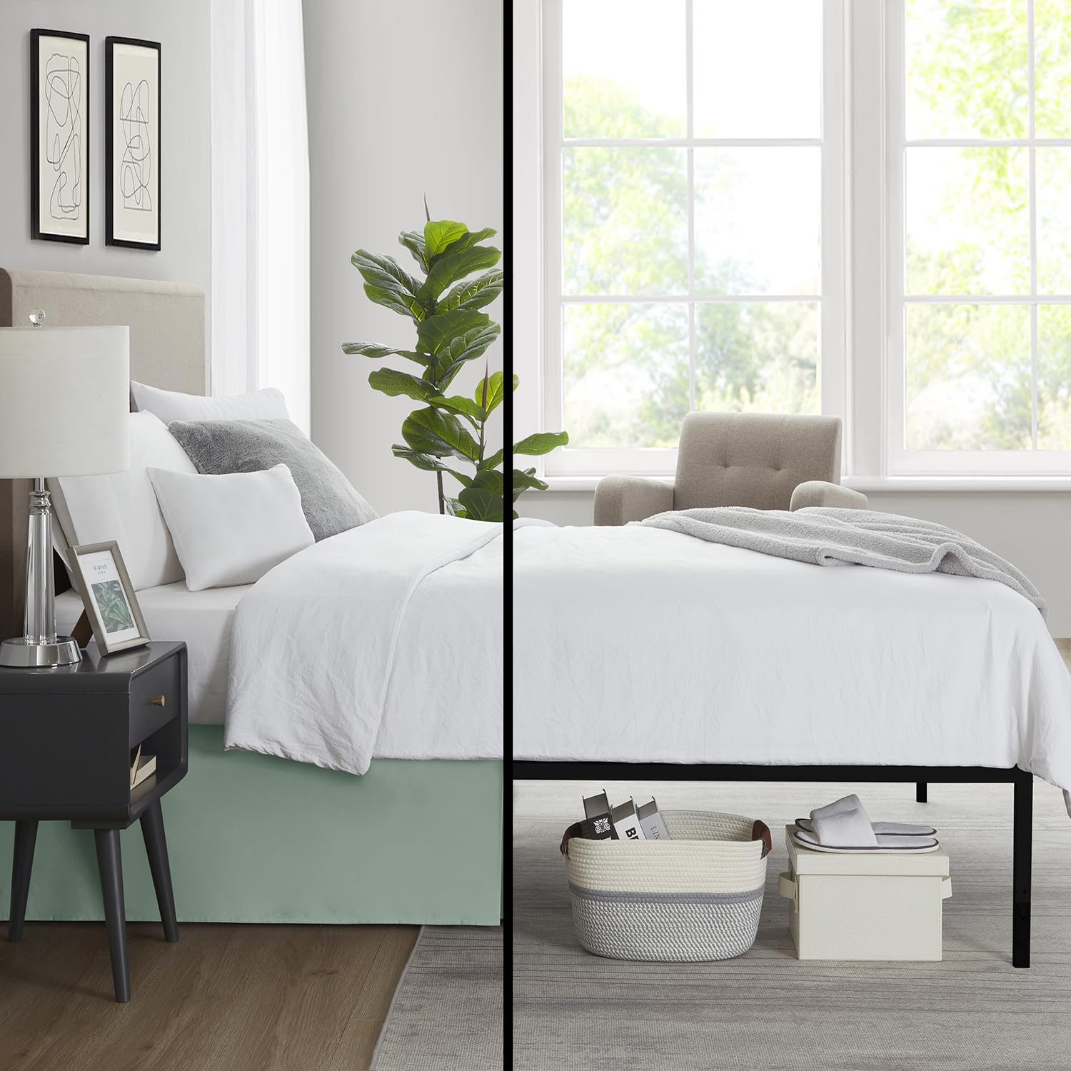 Nestl Sage Green Twin Bed Skirt - Twin Size Bed Skirt 14 Inch Drop - Brushed Microfiber Bed Skirts - Hotel Quality Pleated Bed Skirt - Shrinkage & Fade Resistant