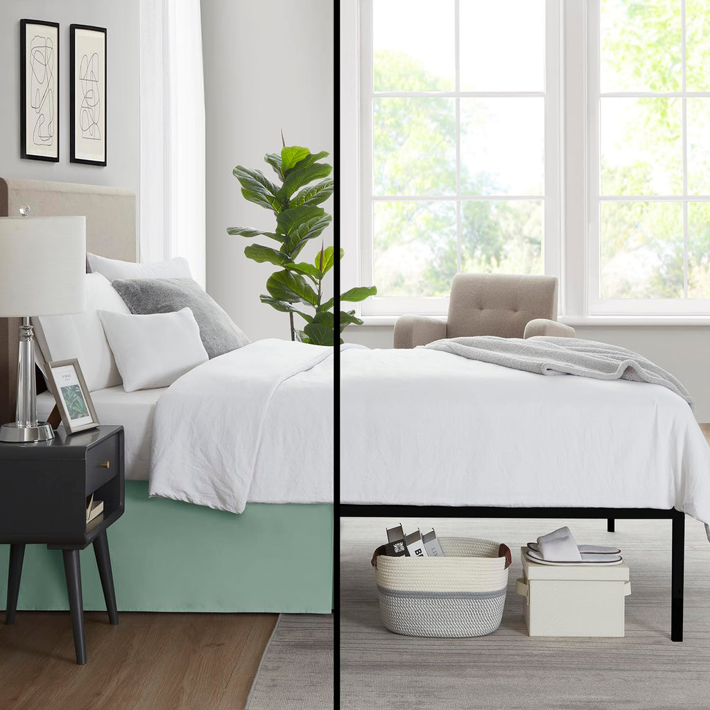 Nestl Sage Green Bed Skirt Cal King Size - Cal King Bed Skirt 14 Inch Drop - Brushed Microfiber Bed Skirts - Hotel Quality Pleated Bed Skirt - Shrinkage & Fade Resistant
