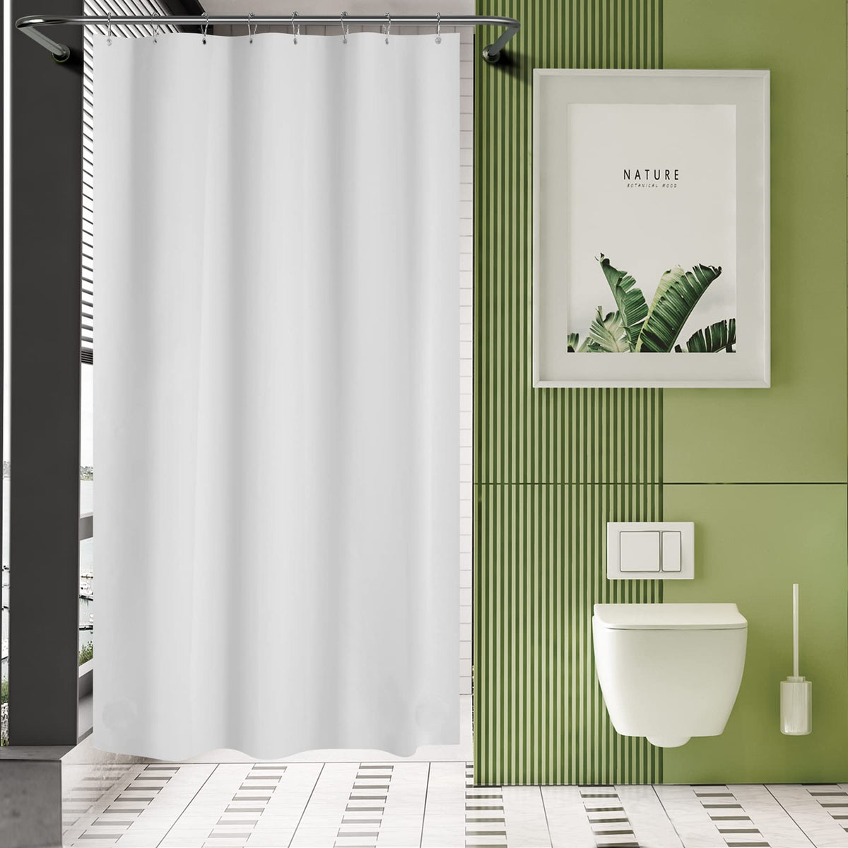 Amazerbath Plastic Small Shower Curtain, 48 X 72 Weighted Narrow White Shower Curtain, Peva Stall Shower Curtain, Heavy Duty Sta