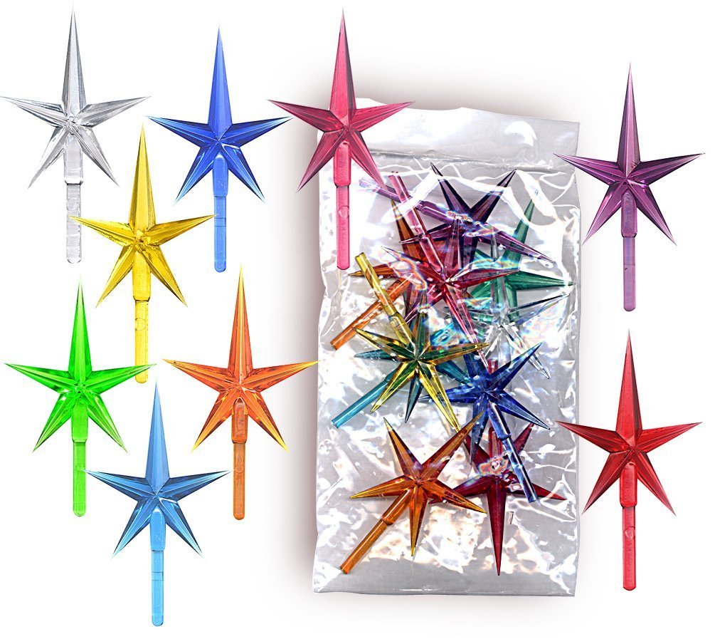 Stars plastic LARGE for the top of the ceramic Christmas tree 10 pack of colors