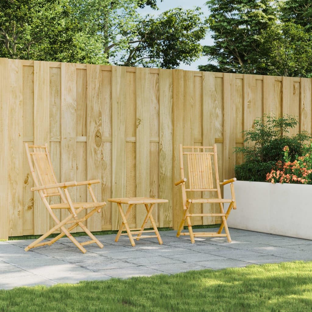 vidaXL Bamboo Folding Patio Chairs - Outdoor Garden Deck Seating, 2 PCS, Brown, 20.9 x 26 x 39”, Water-Resistant, Foldable