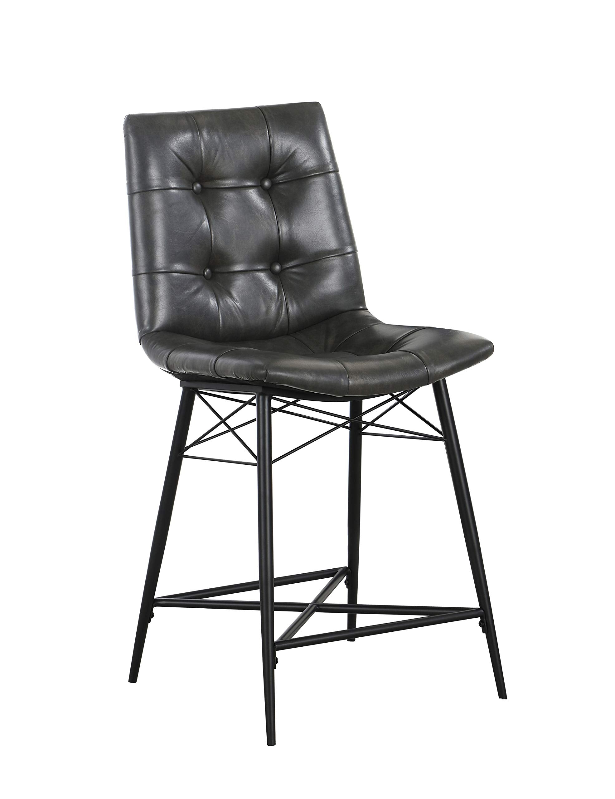 Upholstered Tufted Counter Height Stools Grey (Set of 2)