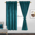 Jiuzhen Teal Velvet Curtains 63 Inches For Living Room - Privacy Protect Room Darkening Rod Pocket Thick Velvet Window Drapes Fo