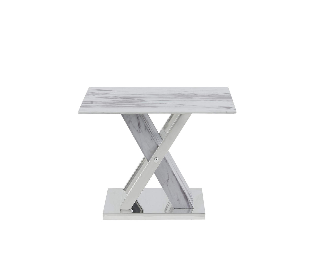 HomeRoots Elegant Marble Glass Top End Table