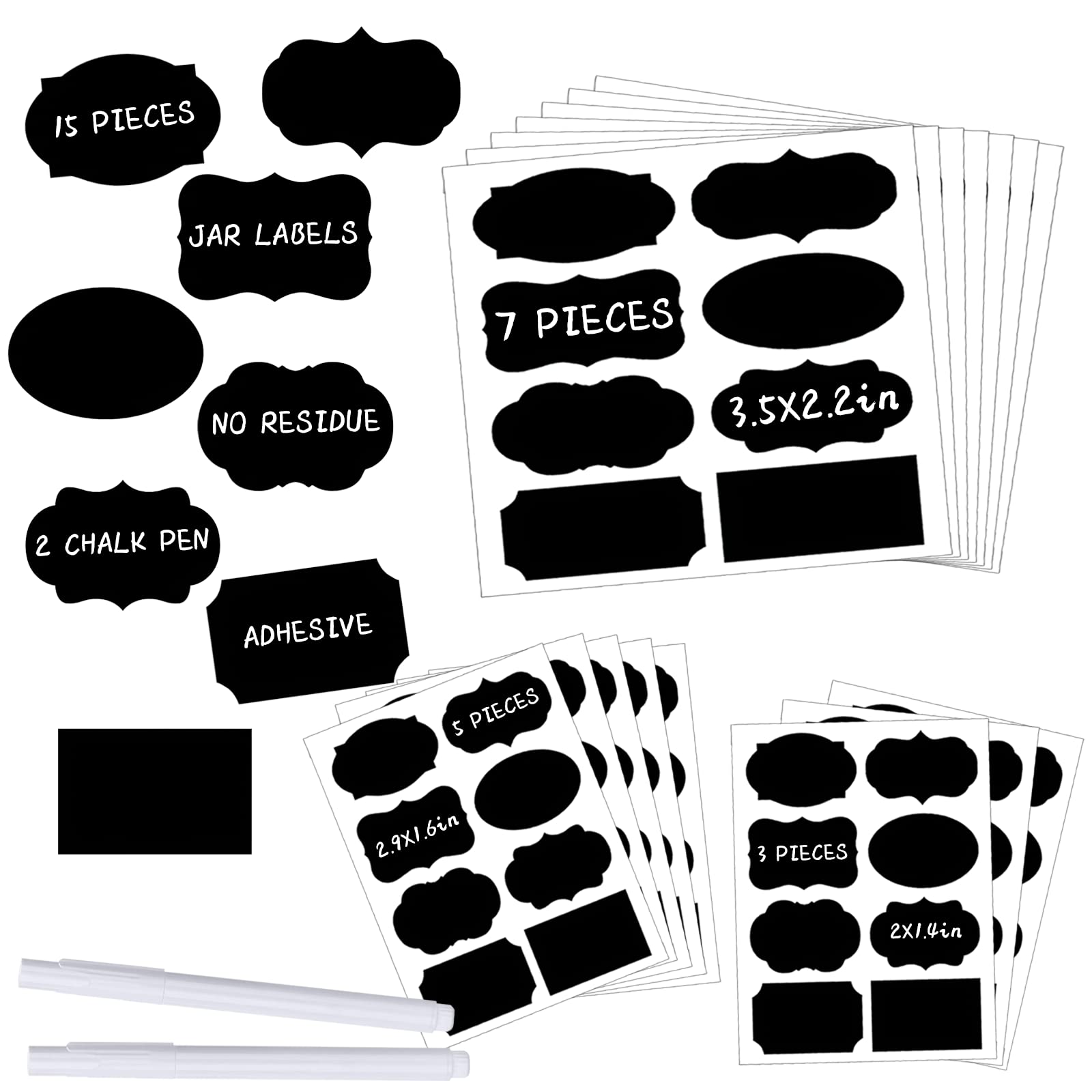Jefure 120 Pcs Chalkboard Labels For Storage Bins, Waterproof Mason Jar Labels, Chalk Labels For Containers, Reusable Chalk Labe