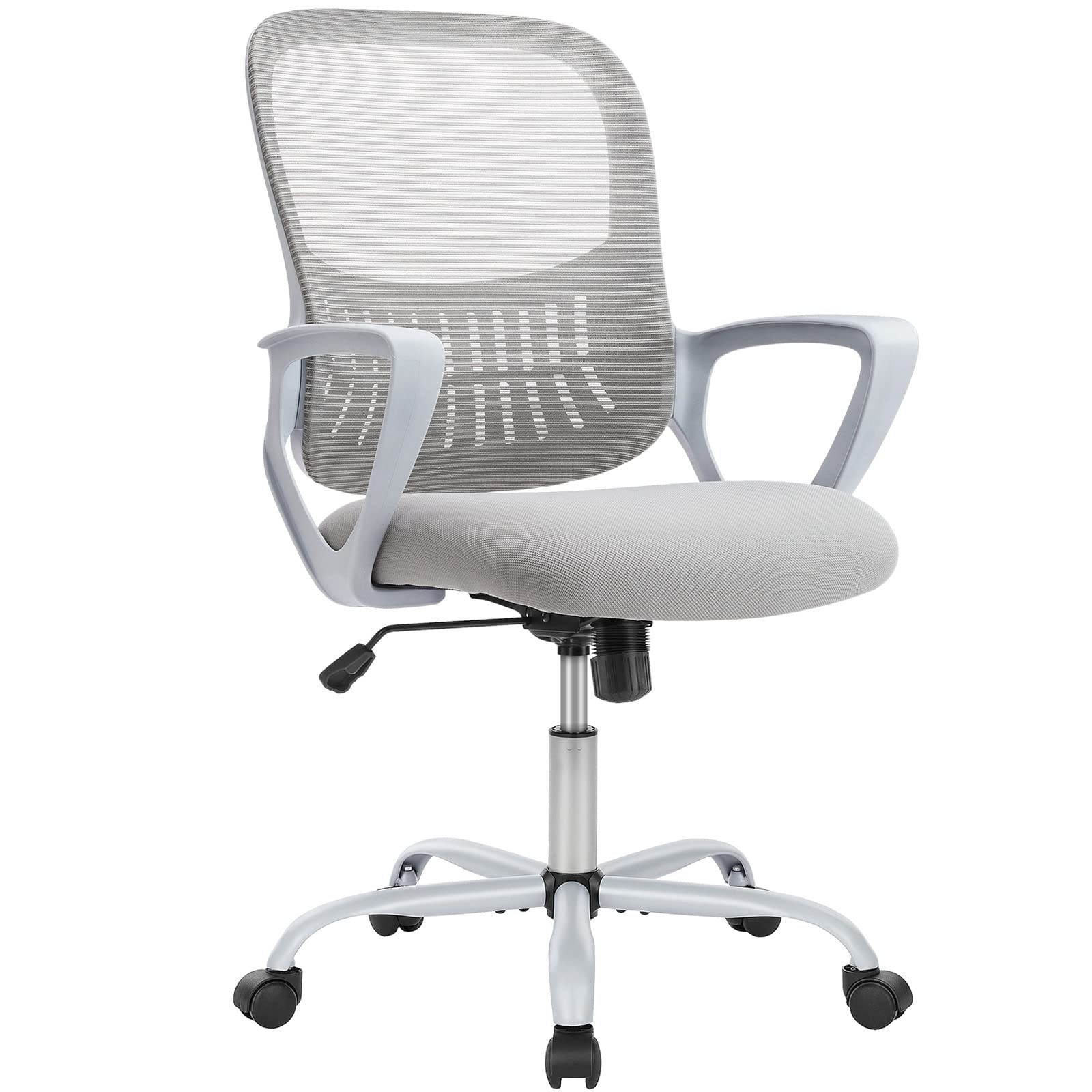 Smug Home Office Computer Desk Chair, Ergonomic Mid-Back Mesh Swivel Rolling Work With Wheels, Comfortable Lumbar Support, Comfy Arms, Bedroom, Study, Dorm, Student, Adults