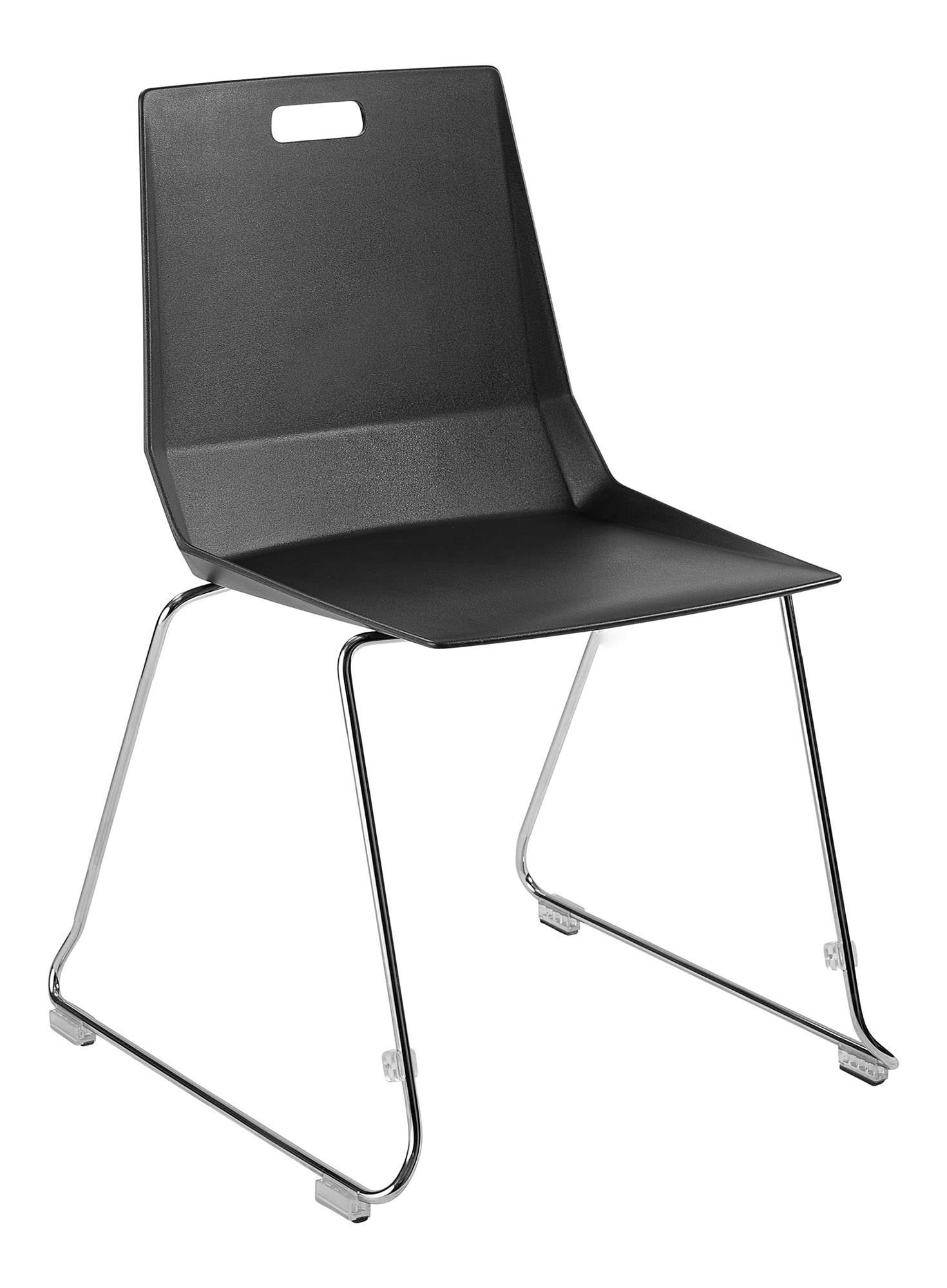 National Public Seating NPS LuvraFlex Stack Chair with Black Polypropylene Back/Seat, Chrome Frame