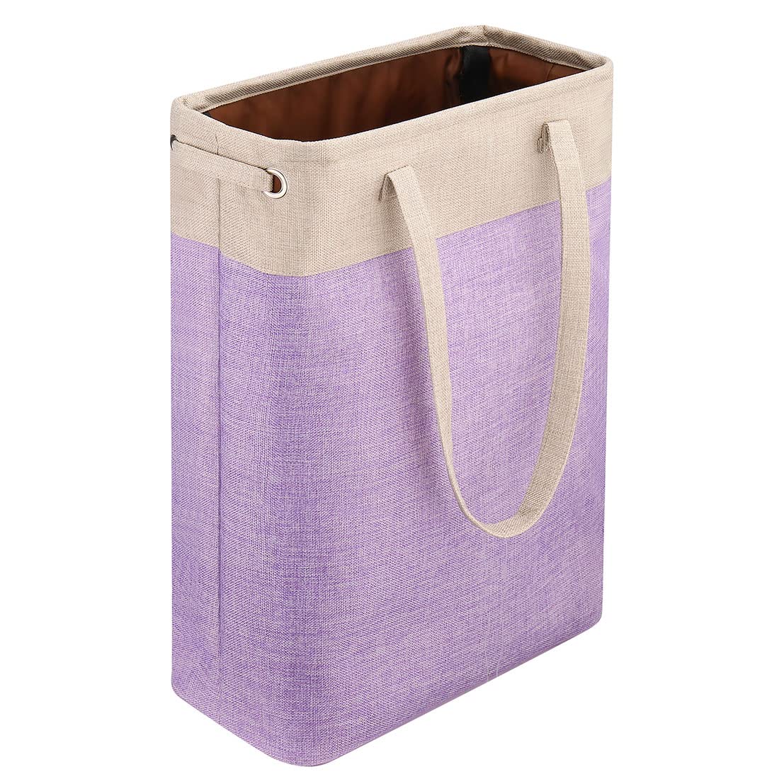 i BKGOO Laundry Basket with Handles Beige&Purple Slim Laundry Bin Collapsible Dirty Clothes Basket Narrow Laundry Bag Foldable D