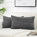 Fancy Homi Dark Gray Lumbar Decorative Throw Pillow Covers 12X20 Inch For Living Room Couch Bed Sofa, Farmhouse Home Decor, Soft