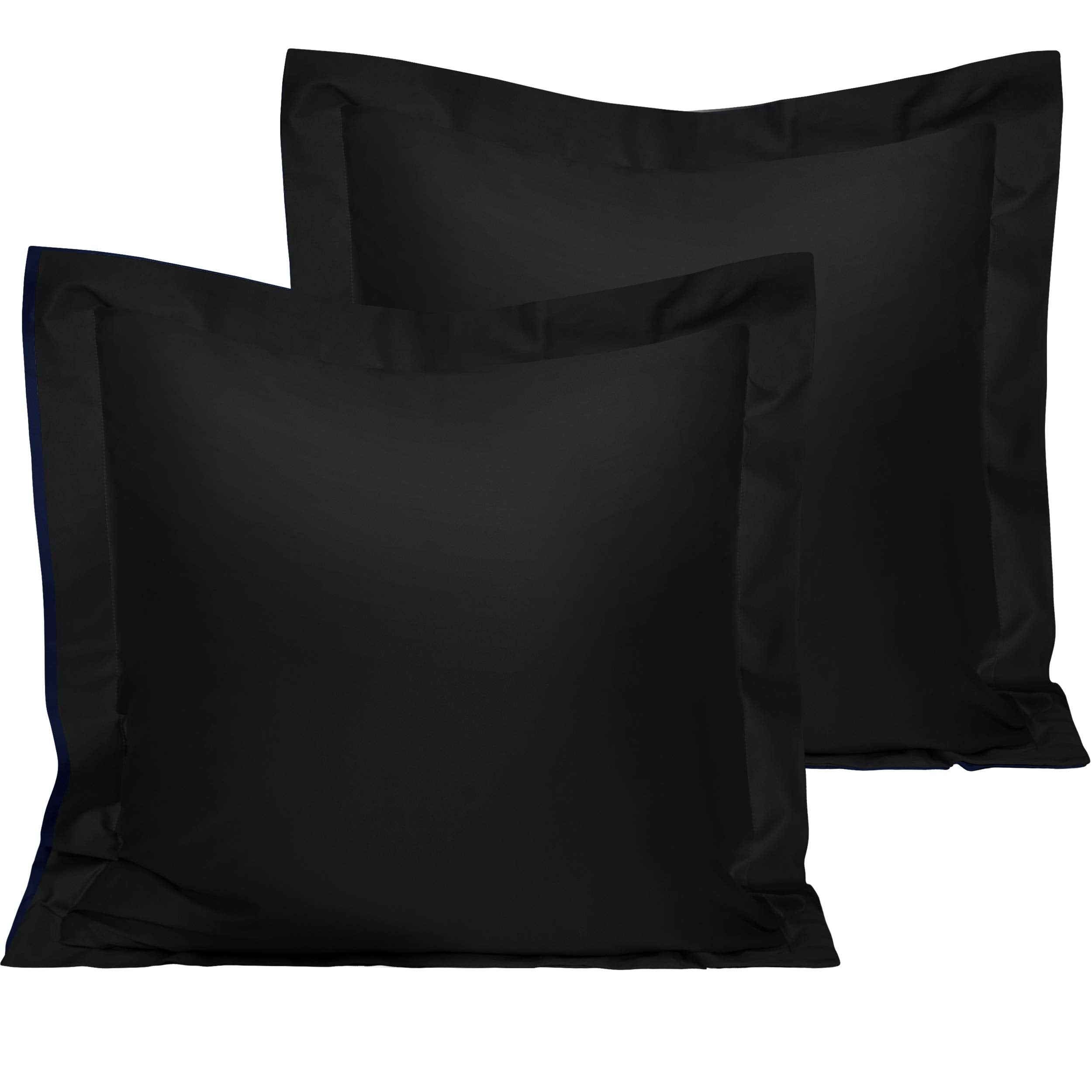 Ntbay 2 Pack 500 Thread Count 100% Egyptian Cotton Euro Pillow Shams, Super Soft And Breathable European Throw Pillow Covers, Square Pillow Cases, 26X26 Inches, Black