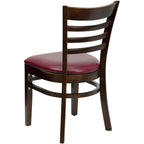 Flash Furniture HERCULES Series Ladder Back Walnut Wood Restaurant Chair - Burgundy Vinyl Seat