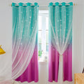 Anjee Ombre Star Cutout Blackout Curtains For Girls Bedroom Kids Nursery Living Room Decor,Double Layer With Sheer Overlay Windo