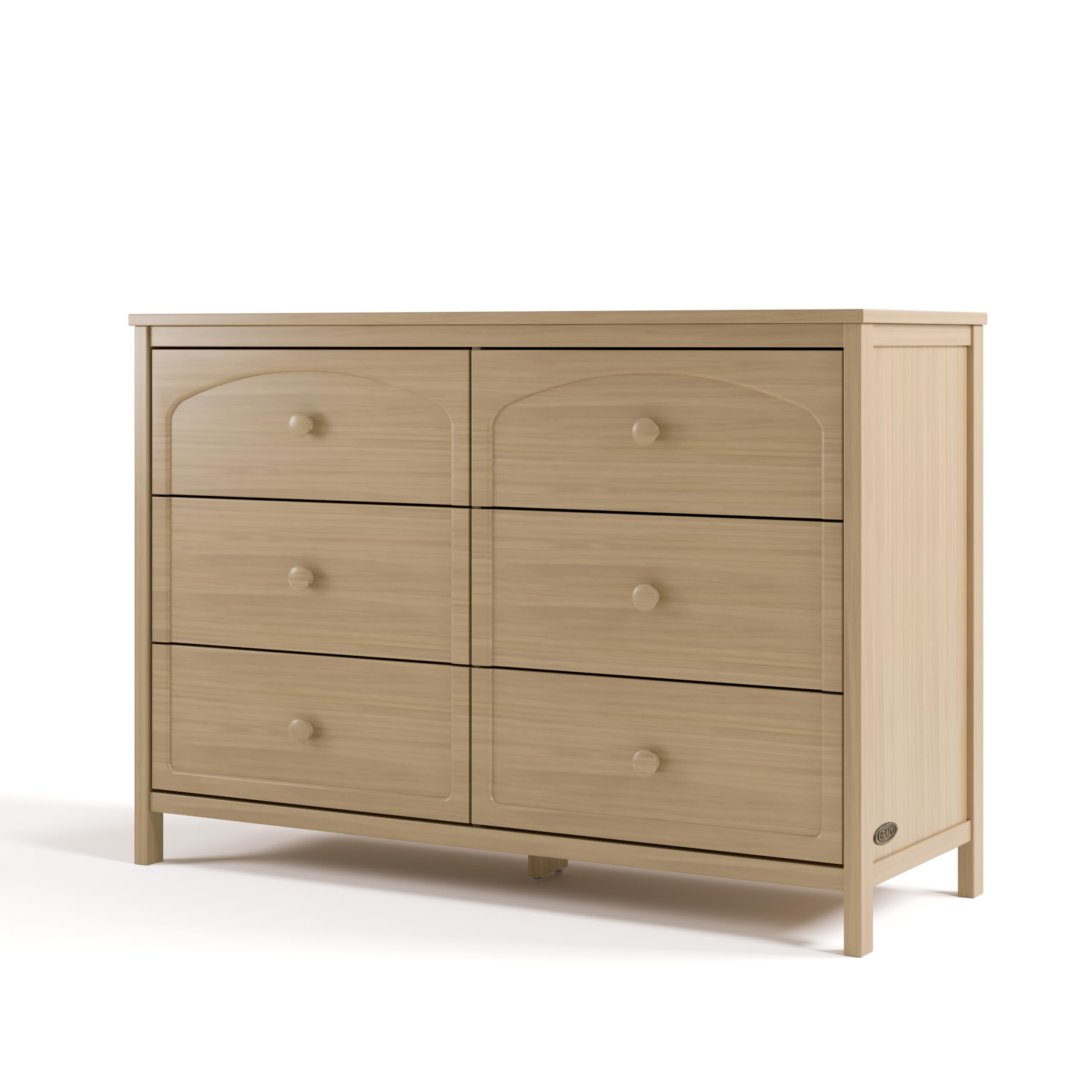 Graco Olivia 6 Drawer Double Dresser (Driftwood) - GREENGUARD Gold Certified Storage for Baby and Kids Bedroom, Interlocking Dra