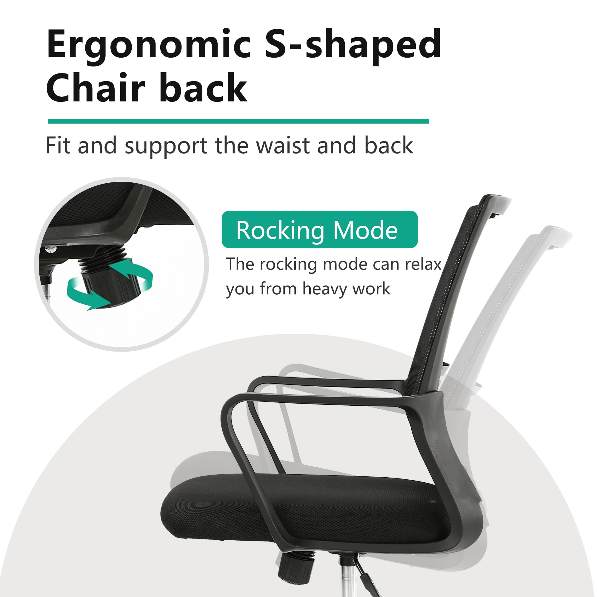 Paylesshere Gaming Chair Ergonomic Computer Chair Office Chair Video Game Chairs With Lumbar Support Desk Chair Armrest Mid Black Cushion Swivel Rolling Chair With Wheels For Home Office(Black)