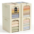 GoMaihe Clothes Storage Bins with Metal Frame for Closet, 40L 4Pack Beige