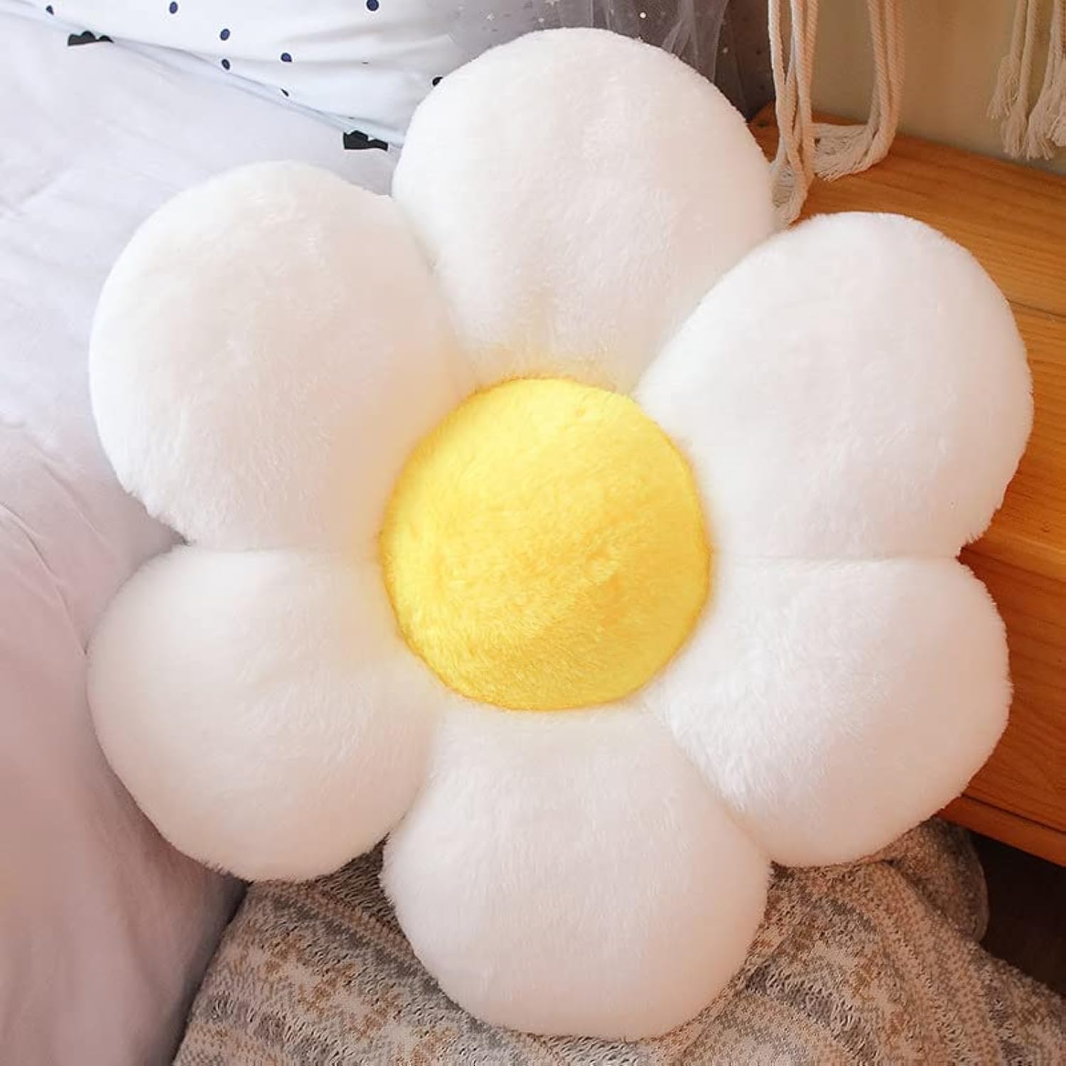 Amytoo 20    Flower Pillow Shaped Throw Pillow Daisy Pillow Plant White Pillows Aesthetic Room Floor Cushion Decor For Teen Girl