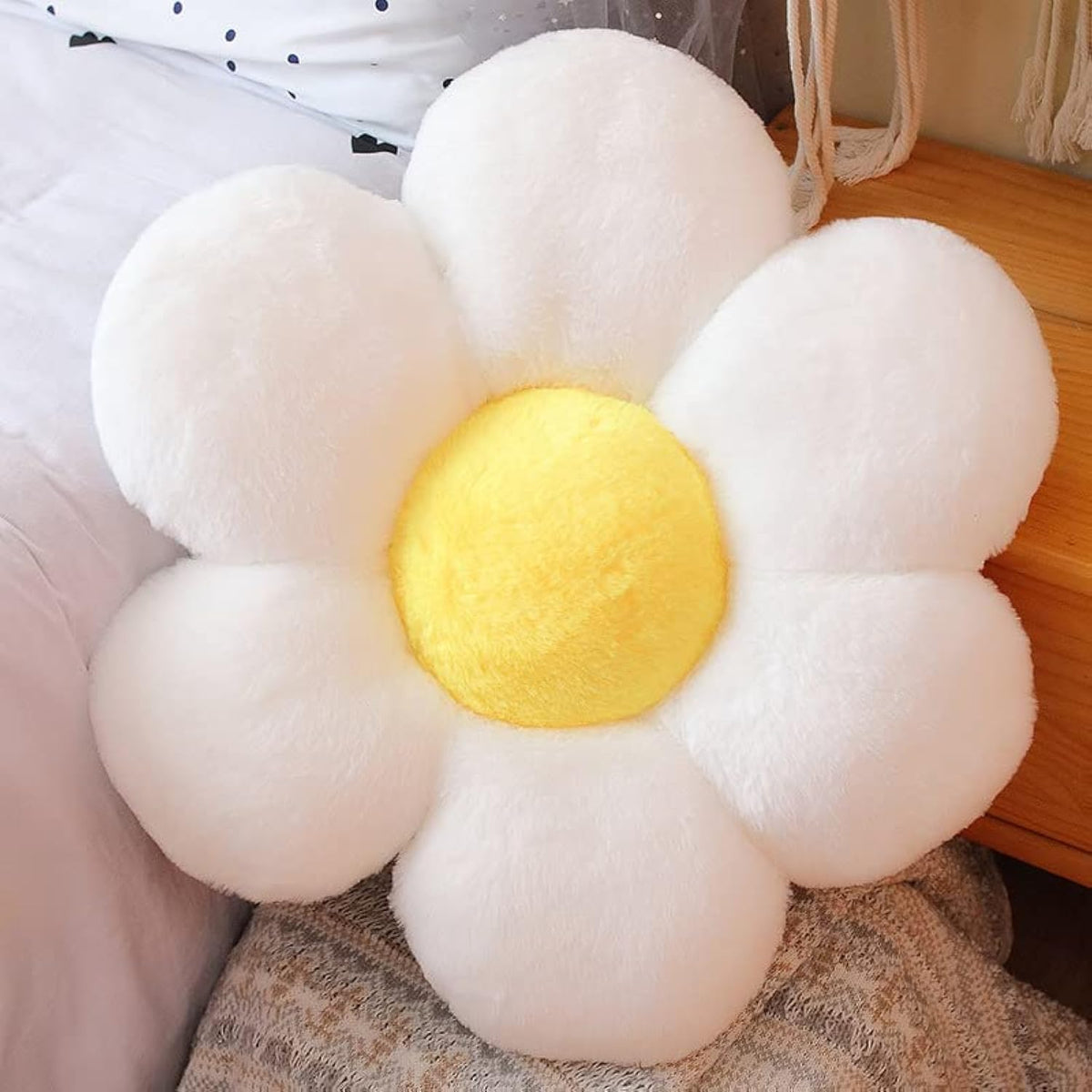 Amytoo 20    Flower Pillow Shaped Throw Pillow Daisy Pillow Plant White Pillows Aesthetic Room Floor Cushion Decor For Teen Girl