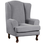 Turquoize Wingback Chair Covers 2 Piece Wing Chair Slipcover Stretch Slipcovers For Wingback Chairs Wing Chair Cover Spandex Jacquard Fabric With Elastic Bottom Non-Slip Furniture Cover, Dove