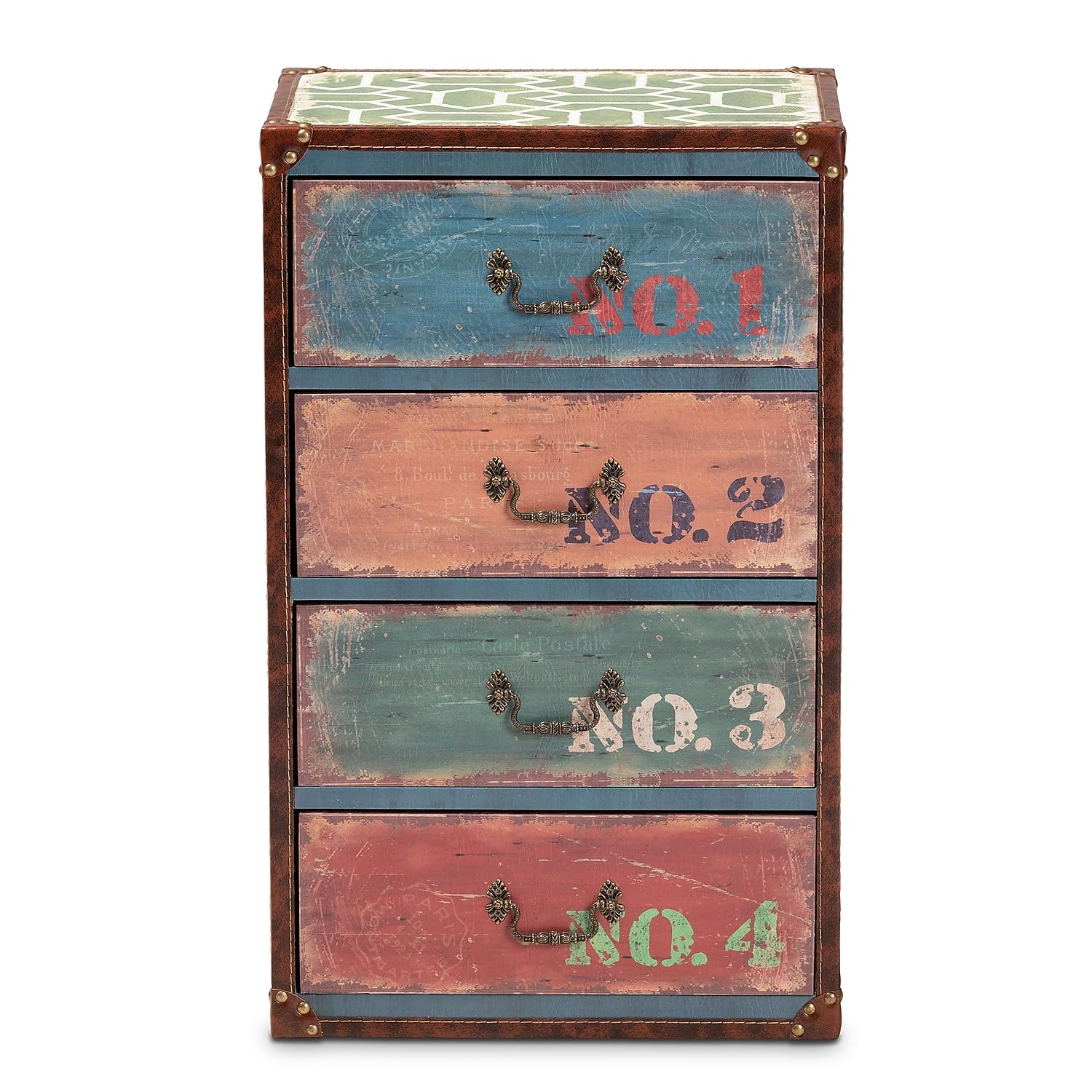 Baxton Studio Amandine 25.6-inch High 4-Drawer Storage Cabinet, Multicolor (164-10657-HiT)