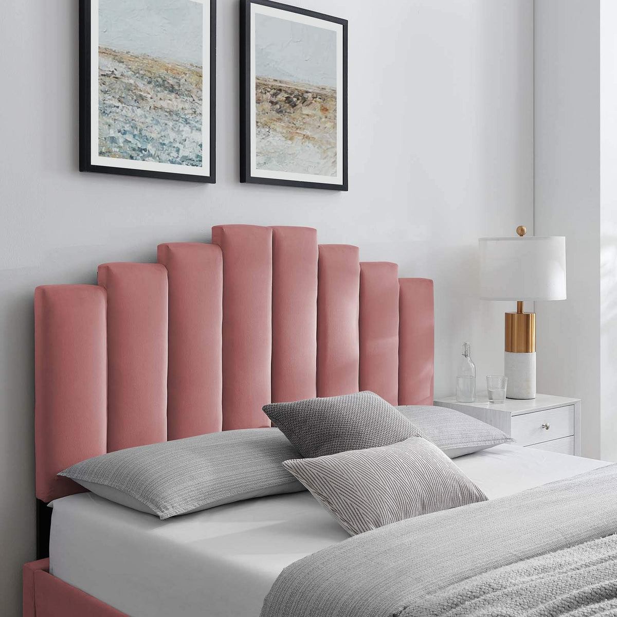 Modway Noelle Performance Velvet King/California King Headboard In Dusty Rose