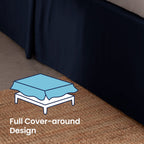Sleep Zone Pleated Bed Skirts Twin Size, 15 Inch Tailored Drop Easy Fit Bedskirt, Anti-Static, Fade Resistant (Twin, Navy Blue)