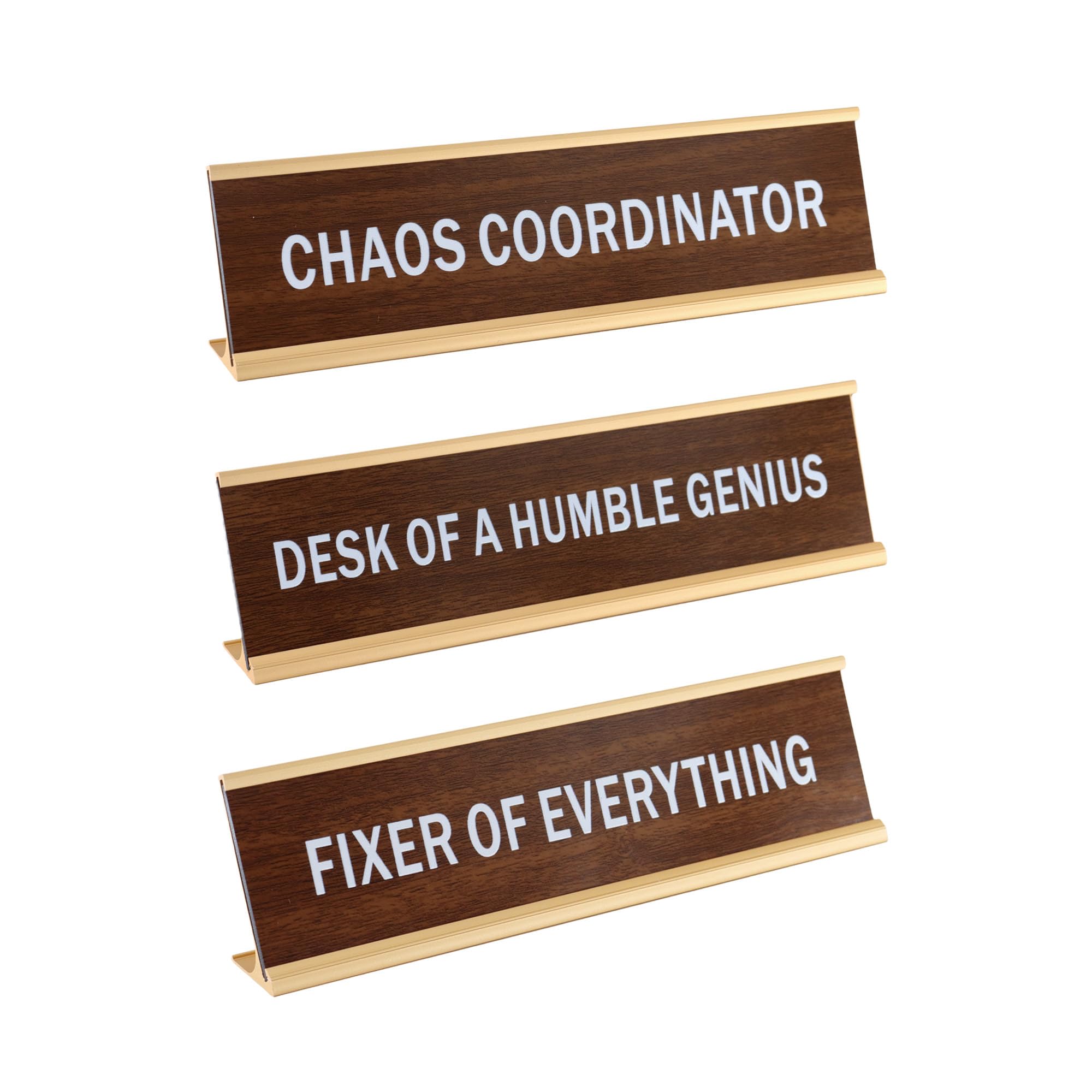 Dekorbay Chaos Coordinator Desk of A Humble Genius Fixer of Everything 3PCS Funny Desk Signs Decor Office Novelty Name Plate Pla