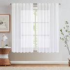 Jinchan Linen White Curtains 72 Inches Long For Living Room Farmhouse Rod Pocket Back Tab Light Filtering Window Drapes For Bedroom 50X72 Off White 2 Panels