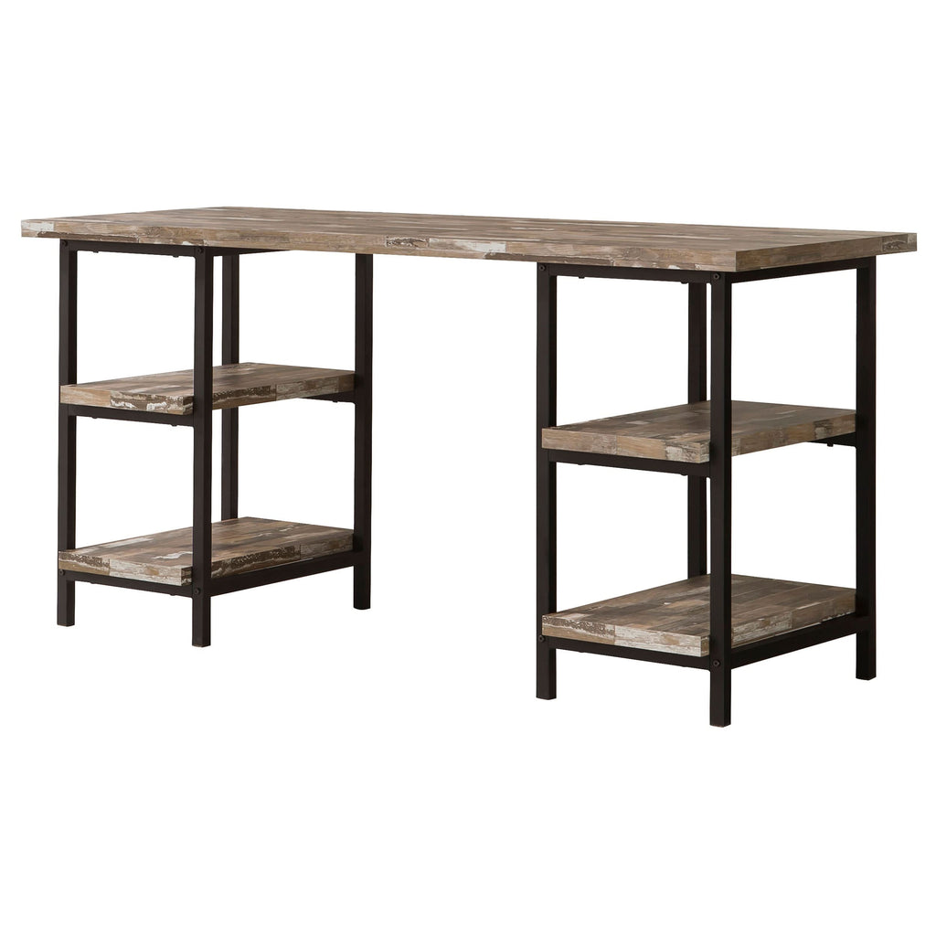 Coaster Home Furnishings Skelton Writing Desk with Metal Frame Salvaged Cabin and Black 801551