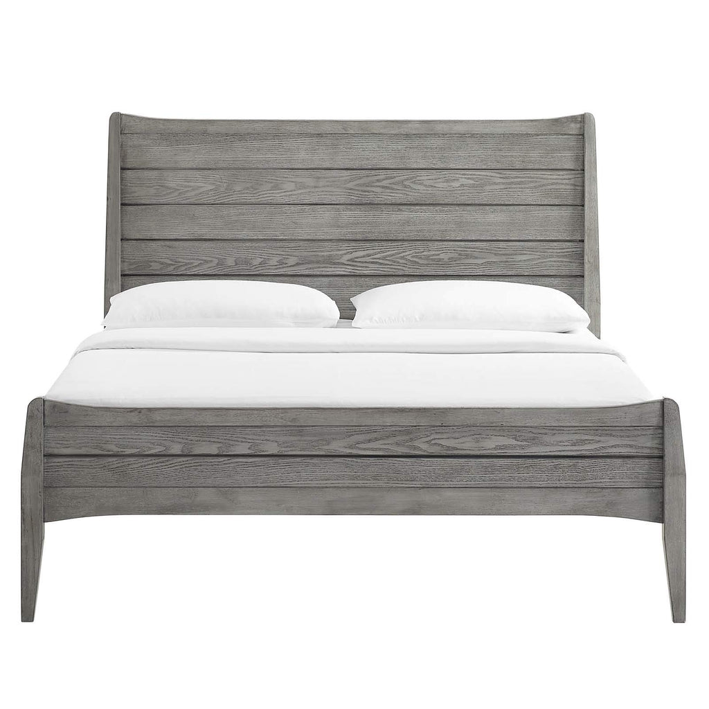 Modway Georgia Queen Wood Platform Bed In Gray