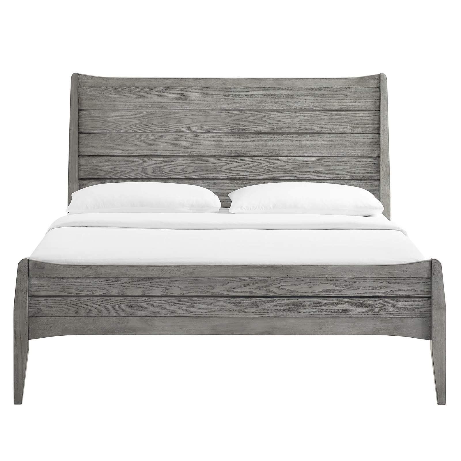 Modway Georgia Queen Wood Platform Bed In Gray