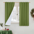 LAMIT 100% Blackout Linen Curtains for Bedroom, 45 Inches Linen Textured Thermal Window Drapes Back Tab and Rod Pocket Christmas