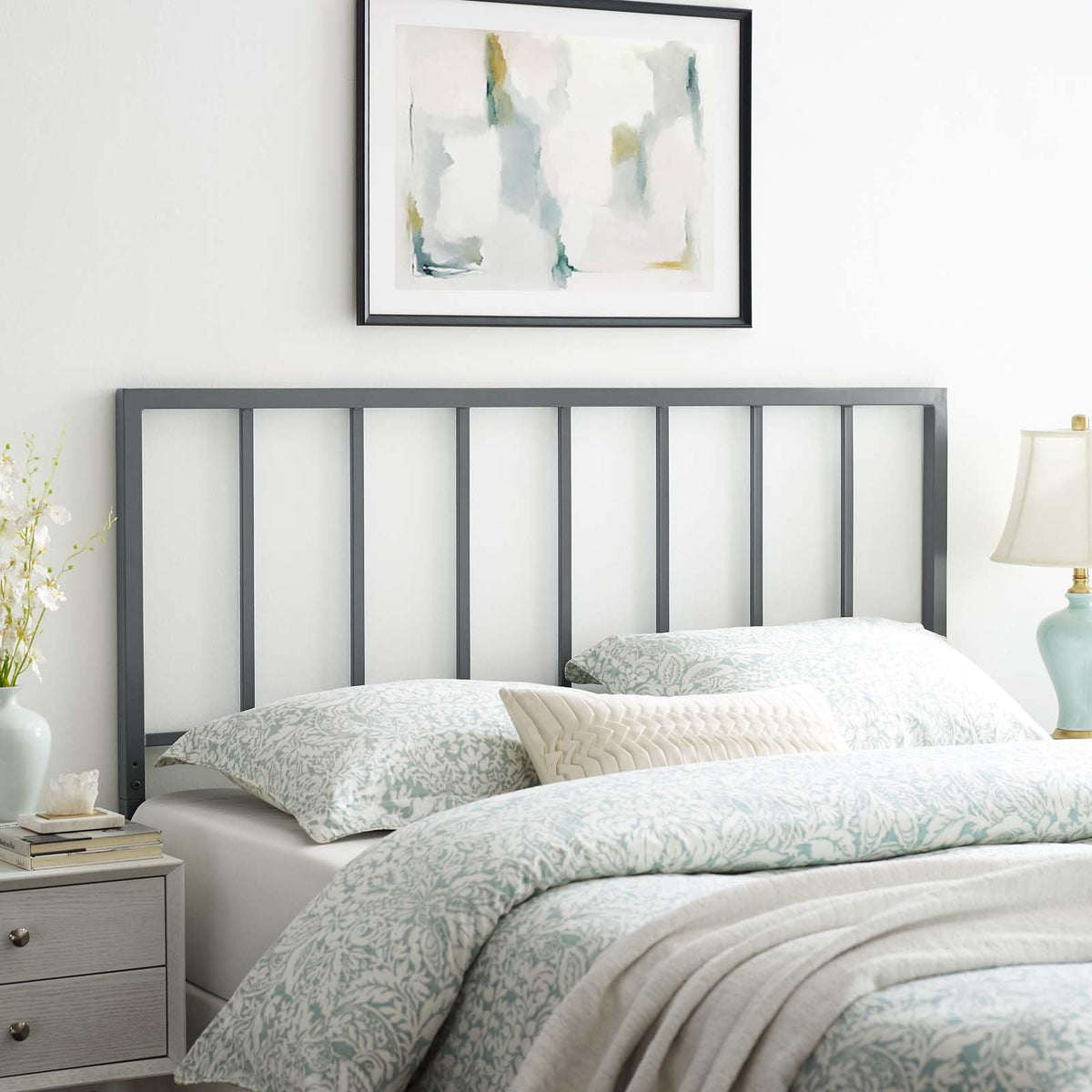 Modway Tatum Modern Farmhouse Metal Full Headboard In Gray