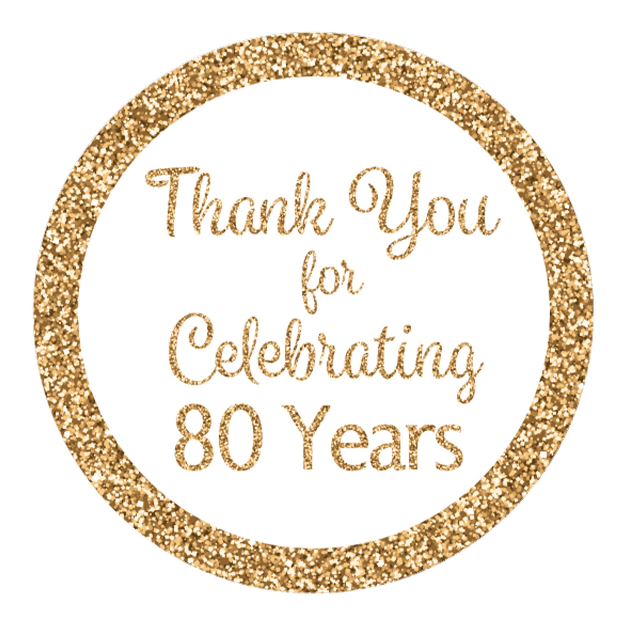White And Gold 80Th Birthday Thank You Stickers - 1.75 In - 40 Labels