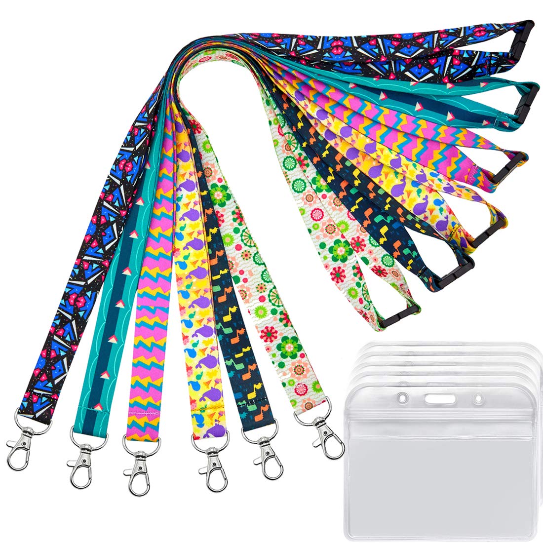 Youowo 6 Pack Lanyard With Id Badge Holder Cruise Lanyards For Keys Women Kids Cruise Ship Card Breakaway Lanyard For Id Badges