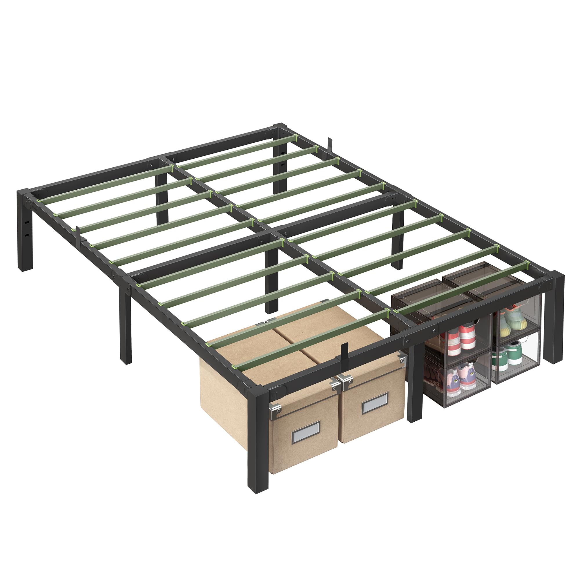 VASAGLE Superfast Assembly, Metal Queen Bed Frame, Heavy-Duty Platform Bed Frame Queen Size, 1500 lb Weight Capacity, Steel Slat