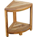 HomeRoots 17' Compact Teak Corner Shower Stool with Shelf in Natural Finish