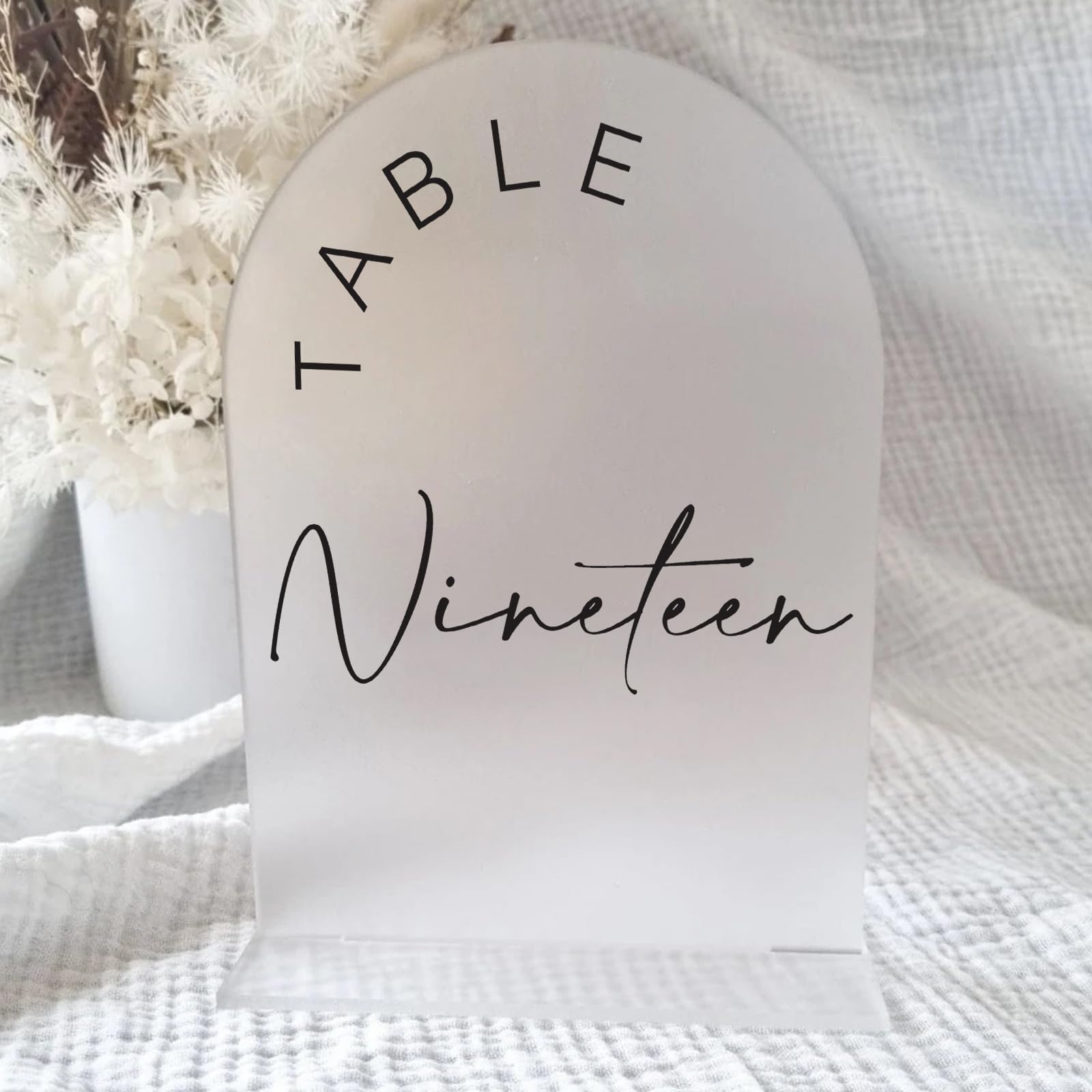 Jinmury Frosted Arch Wedding Table Numbers 1-15 With Stands, 5X7 Inch Frosted Arch Acrylic Sign With Black Letters, Frosted Arch