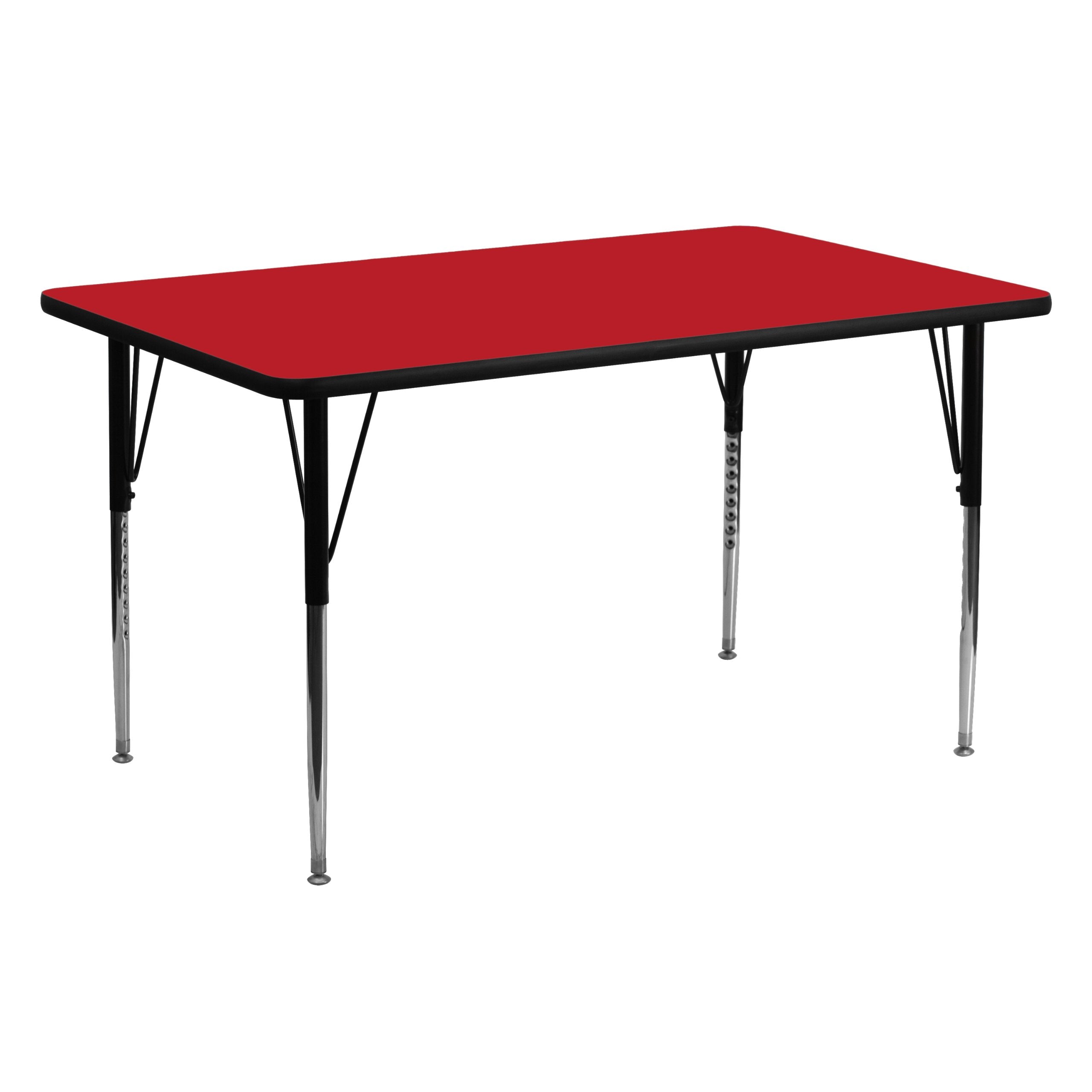 Flash Furniture Wren 24''W x 60''L Rectangular Red HP Laminate Activity Table - Standard Height Adjustable Legs