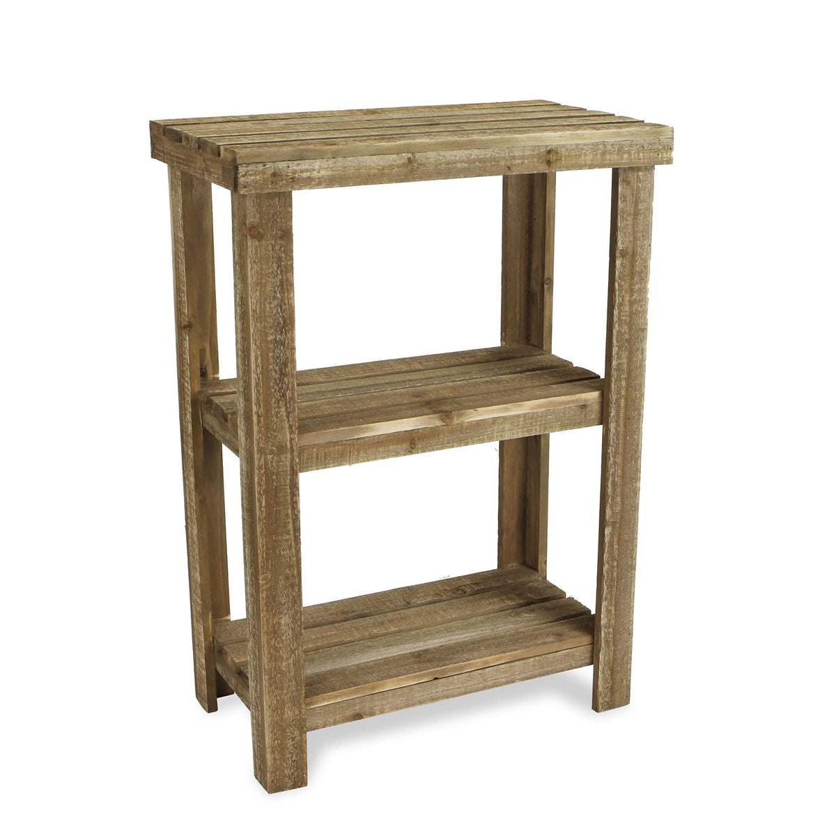 HomeRoots Brown Rustic Natural Wood Finish 2 Shelf Side Table