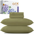 Carressa Linen Luxury Egyptian Cotton 4 Pc Full Size Sheet Set - 600 Thread Count Deep Pocket Fitted And Flat Sheets, Soft, Cool