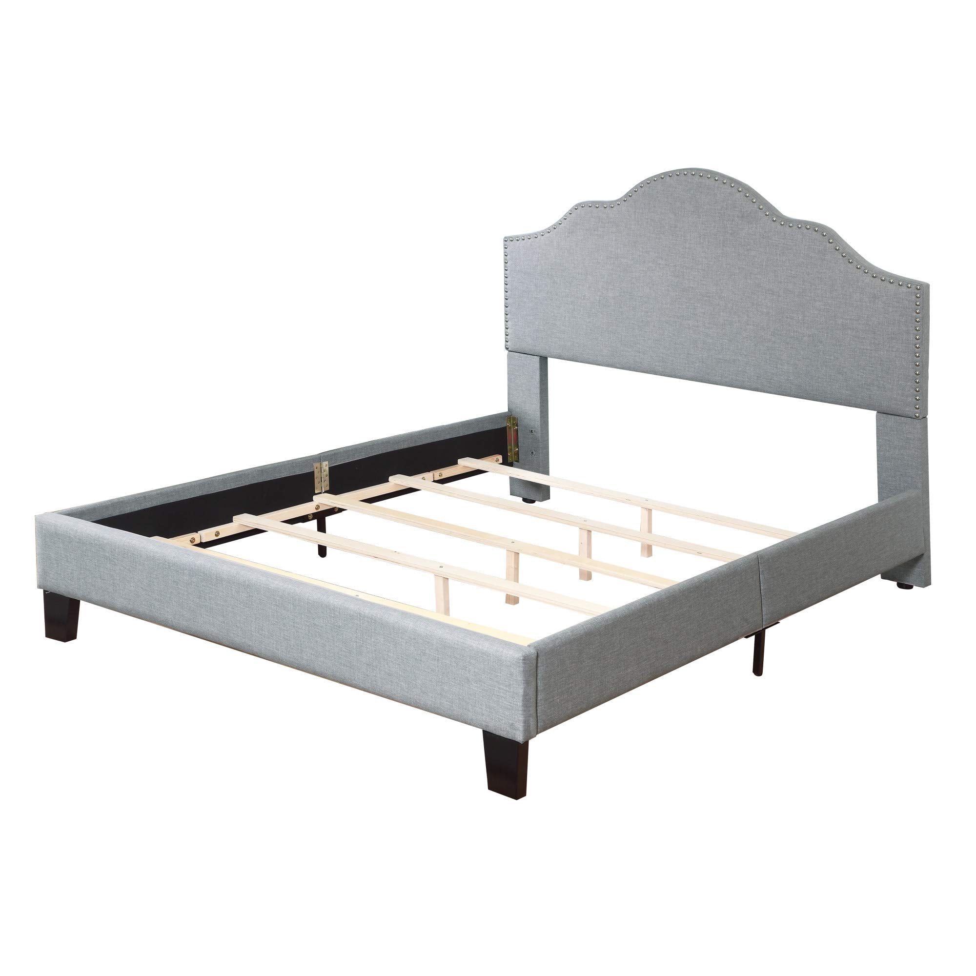 Wallace & Bay Kirby Upholstered Bed with Nailhead, Full, Gray