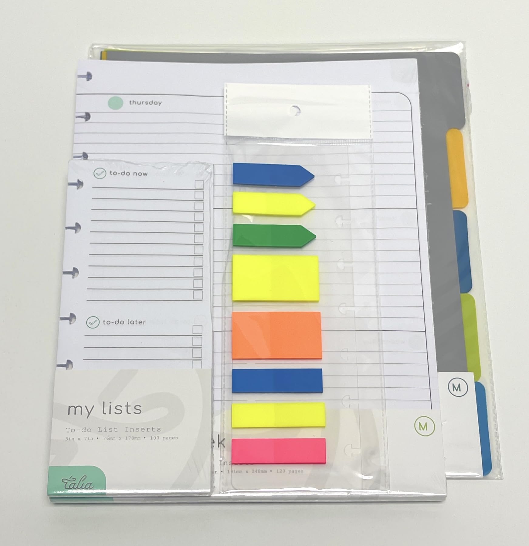 Talia Discbound Notebook Refills (Weekly Undated Org Kit - Horizontal, Midsize (7.5In X 9.75In))